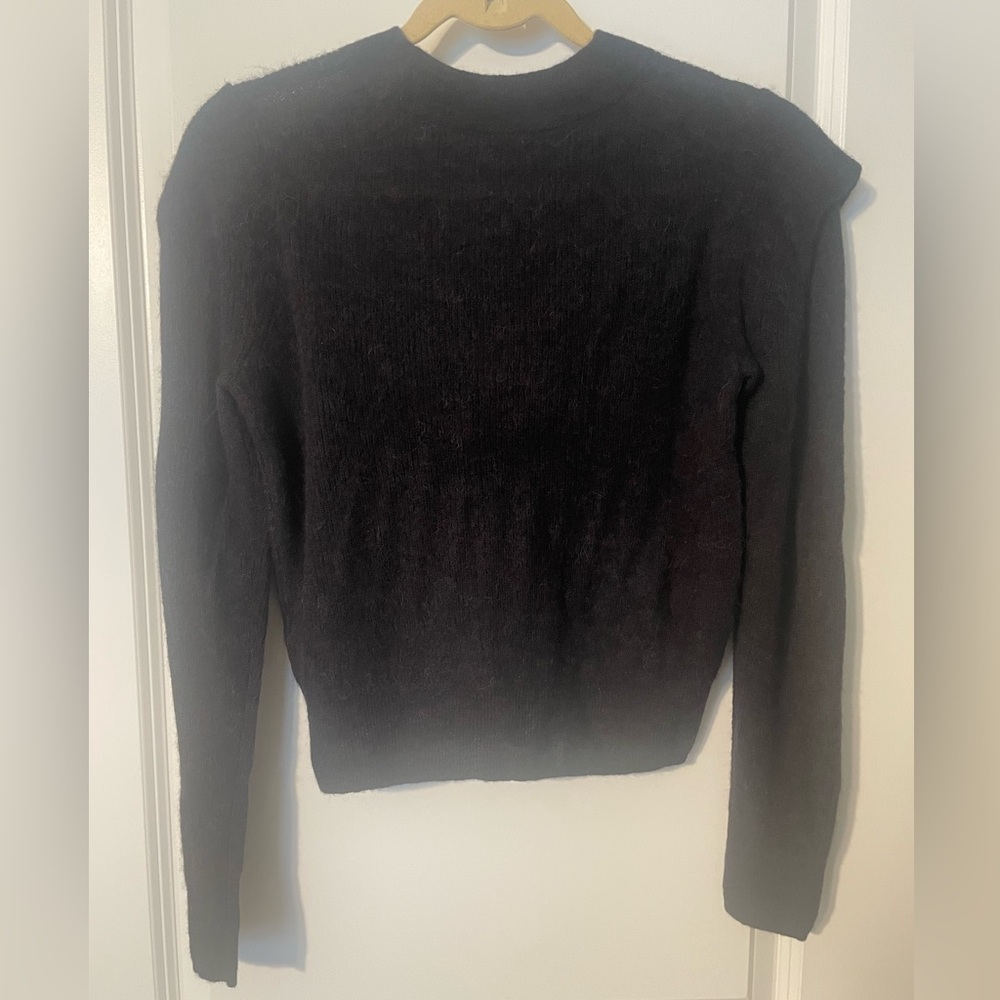 Madewell Alpaca Blend Midnight Blue Long Sleeve Sweater w Shoulder Detail Sz S - Picture 2 of 5